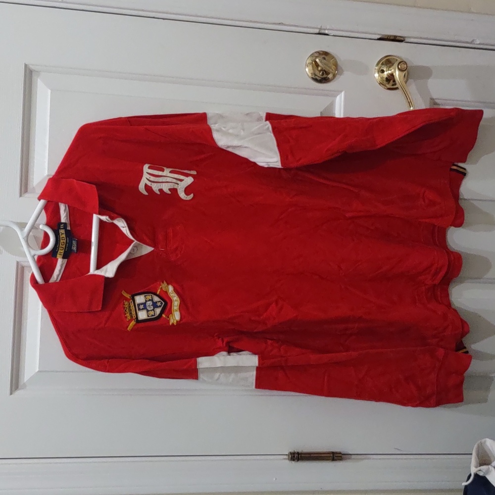 Men's red Rugby Ralph Lauren long sleeve shirt size XXL